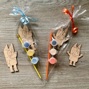 Blauwe hond feesttas gunst / kinderfeestgunsten / kinderfeesttas / hond blauwe feestgunst / bingo verjaardag / verf je eigen hond