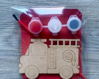 Paint your own fire engine / Fire engine birthday favor / fire engine fireman birthday / fireman party / fire engine party bag filler