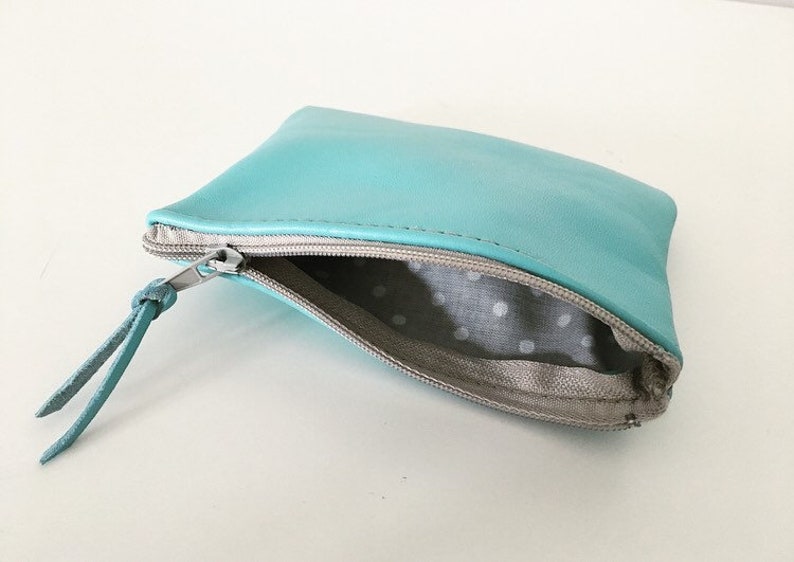 Blue Leather Coin Pouch Leather coin purse Leather coin holder blue Leather pouch small Wallet turquoise blue change purse