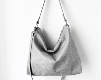 grey leather purse