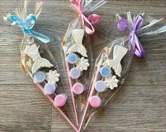 Paint your own mermaid tail / Mermaid party cone / mermaid party favors/ sea life party favor / mermaid Party bag filler/ mermaid birthday