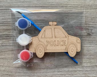 Paint your own police car / Police car birthday favor / police Car birthday party bag / police car party bag filler