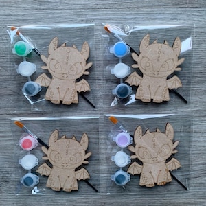 Pinta tu propio dragón como recuerdo de fiesta / Bolsa de fiesta de dragón / Manualidades para niños / Cumpleaños de dragones / Juego de manualidades para niños / Kit de manualidades para fiesta de dragones /