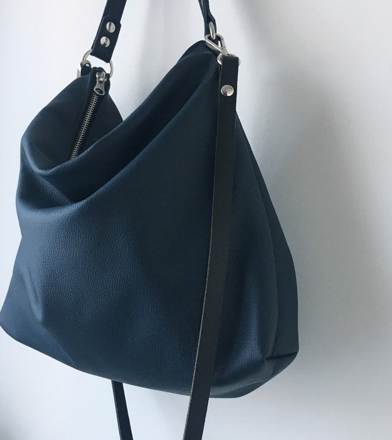 Leather Crossbody Bag / Leather Purse / blue leather Bag / | Etsy