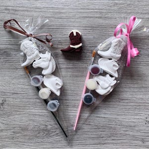 Pinta tu propio sombrero de vaquero, caballo y botas / Bolsa de fiesta de vaquero / Manualidades para niños / Cumpleaños de vaquero / Bolsas de regalo para fiesta / Fiesta de vaquera y vaquera