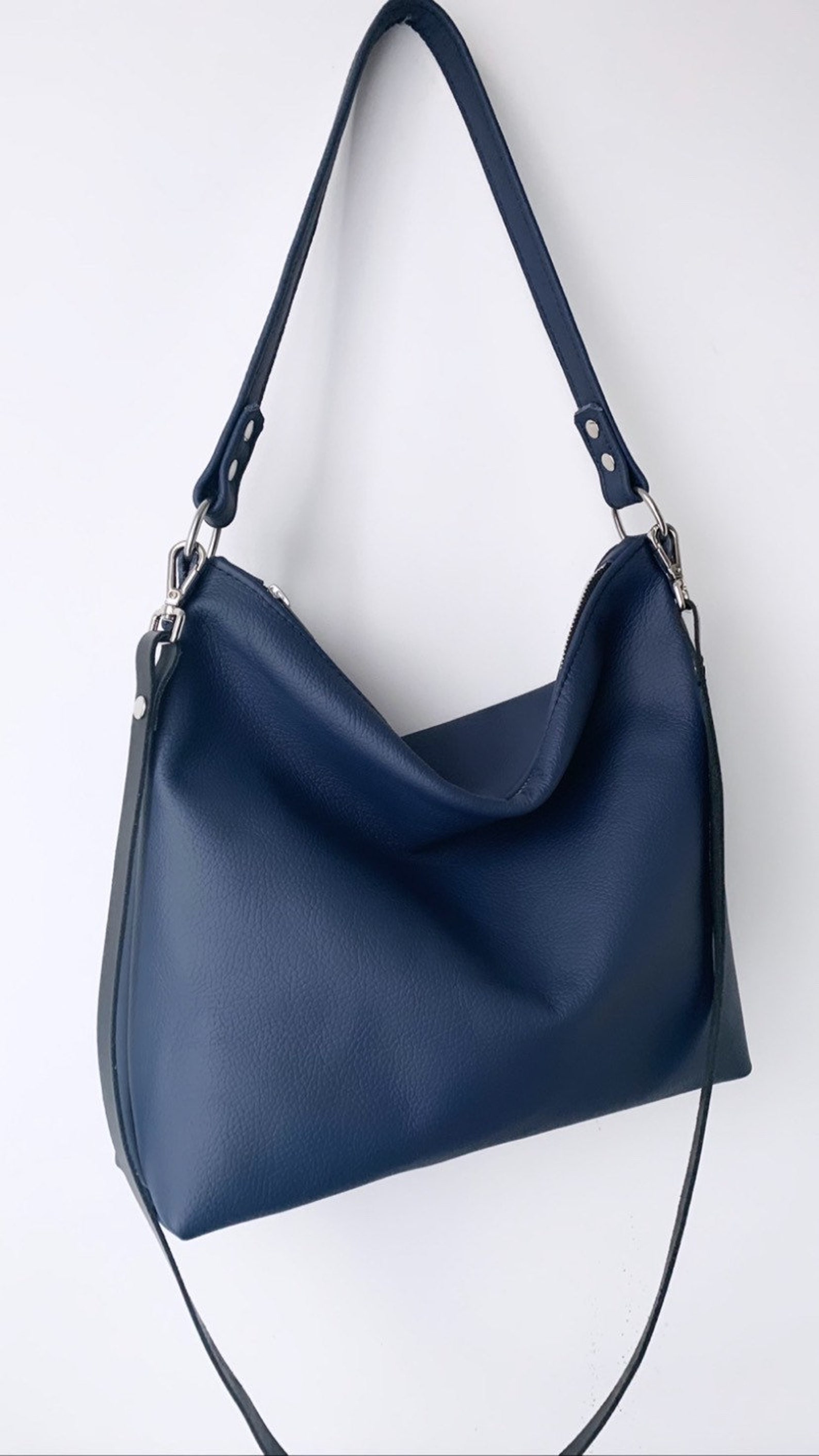 Leather Crossbody Bag / Leather Purse / Blue Leather Bag / - Etsy