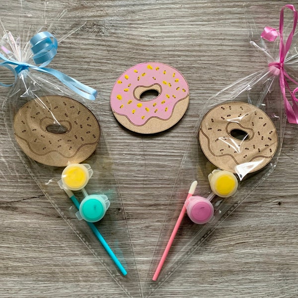 Paint your own Donut / doughnut party bag craft / Party favour / donut party bag / Party bag filler / paint your own doughnut donut