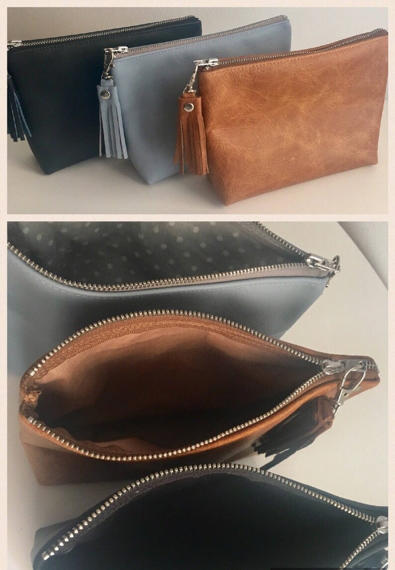 Leather Cosmetic Bag / Leather Make up Bag / Tan Leather Etsy UK