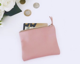 pink leather pouch