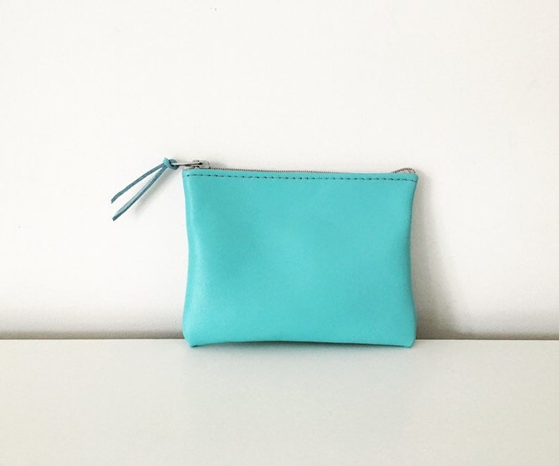 Blue Leather Coin Pouch Leather coin purse Leather coin holder blue Leather pouch small Wallet turquoise blue change purse