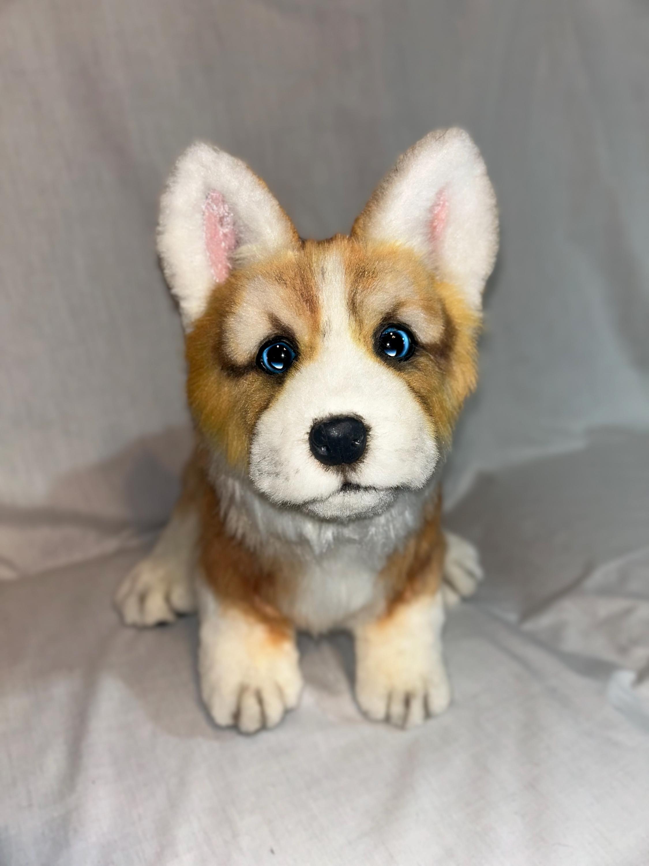 リアルなコーギーの子犬のぬいぐるみ - 手作りの可動式ぬいぐるみ