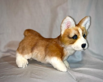 Realistic Corgi Puppy plush- Hand made posable stuffed animal