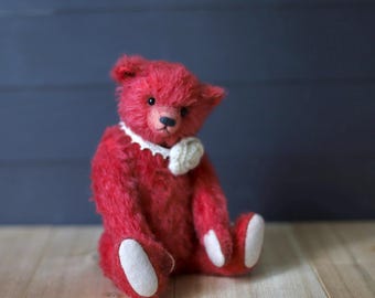 OOAK teddy bear Red Notice- handmade collectible artist bear