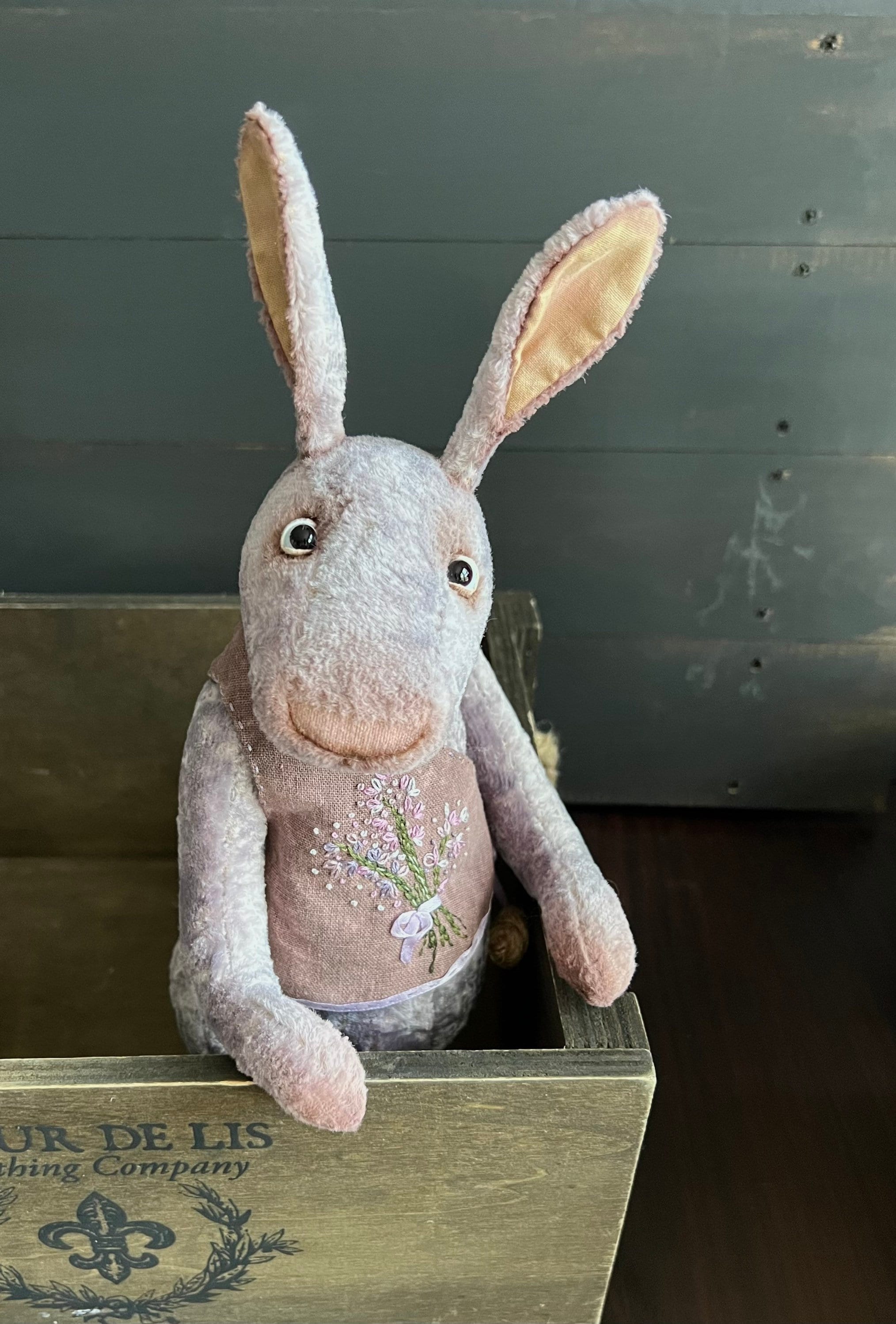 OOAK Lavender plush Bunny handmade collectible stuffed toy - .br OOAK Lavender plush Bunny handmade collectible stuffed toy - .br
