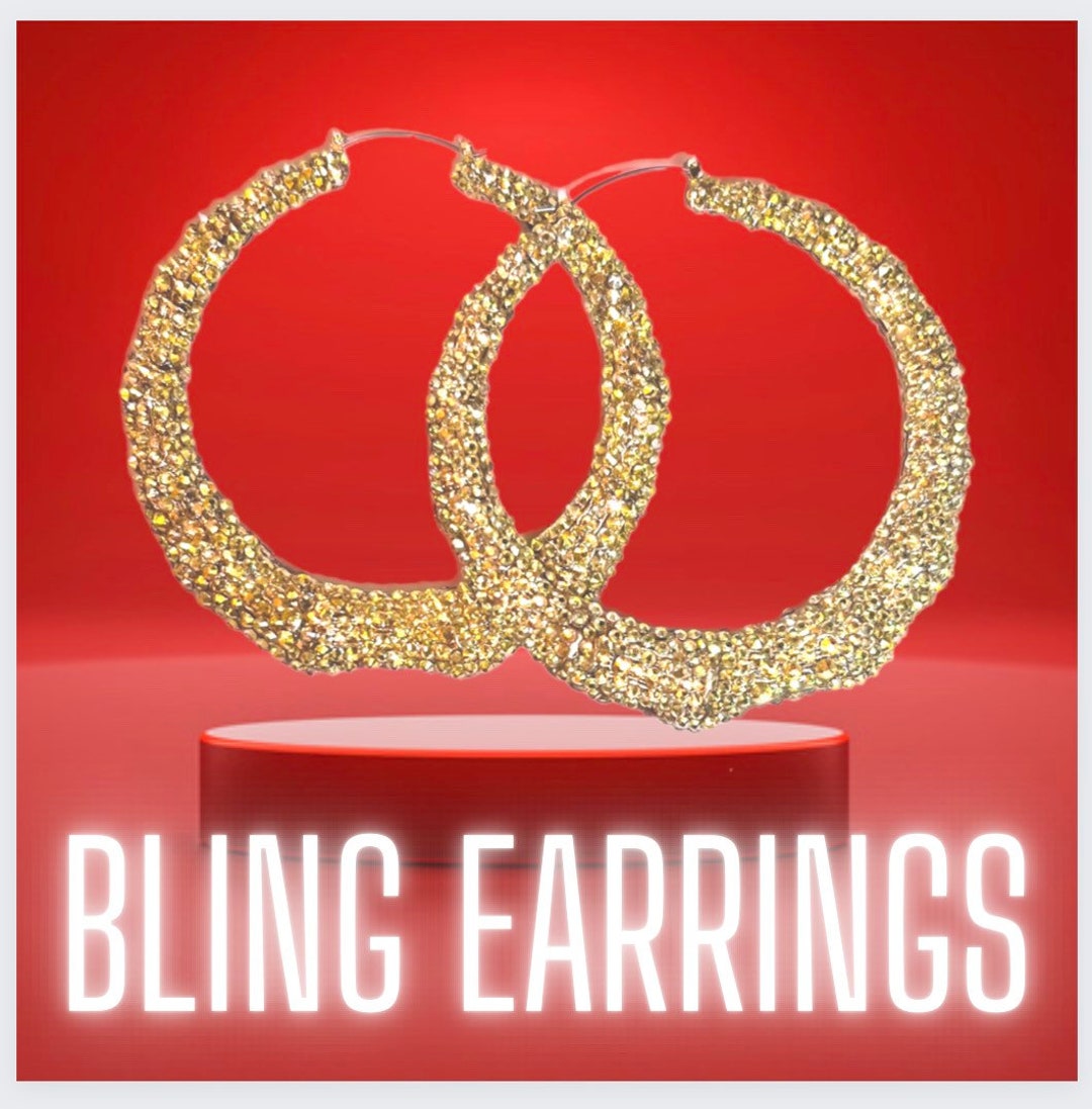 XL Custom Gold Bling Earrings. Etsy