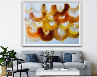 Abstract 'Orange Sun' Watercolor Paper Print: Lactation Art