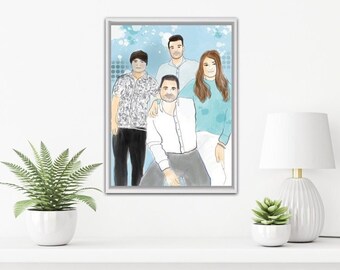 Custom Digital Family Portrait: Personalized Illustration (PDF or JPEG)