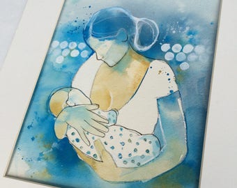 Breastfeeding Watercolor Art Print: Lactation Room Decor