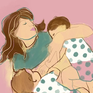Impression d&#39;art de jumeaux qui allaitent : décoration de bureau pour consultante en lactation
