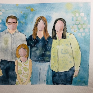 Custom Family Portrait Illustration: Original Watercolor Painting