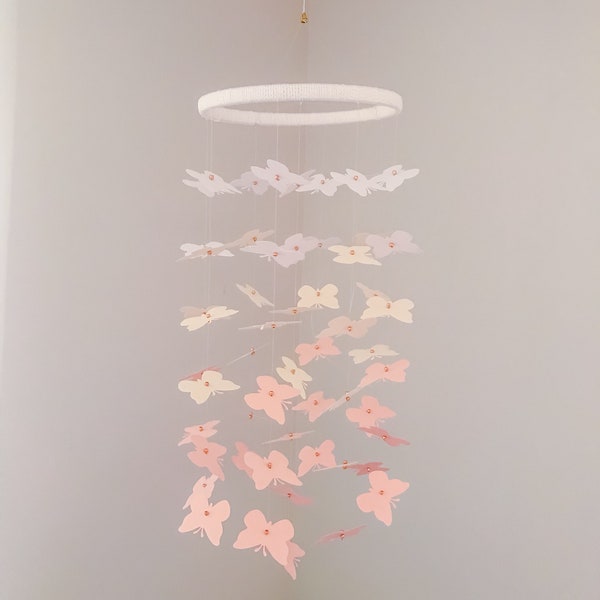 The Blush Butterfly Mobile // Pink, Cream and White Butterflies