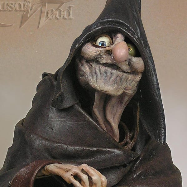 OOAK Witch Sculpture/ Art Doll Handcrafted in Leather