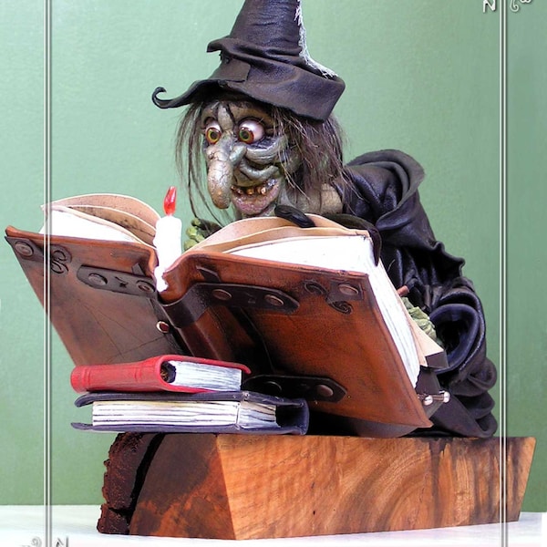 Custom Made Witch Leather Sculpture. OOAK Art Doll/ Centerpiece