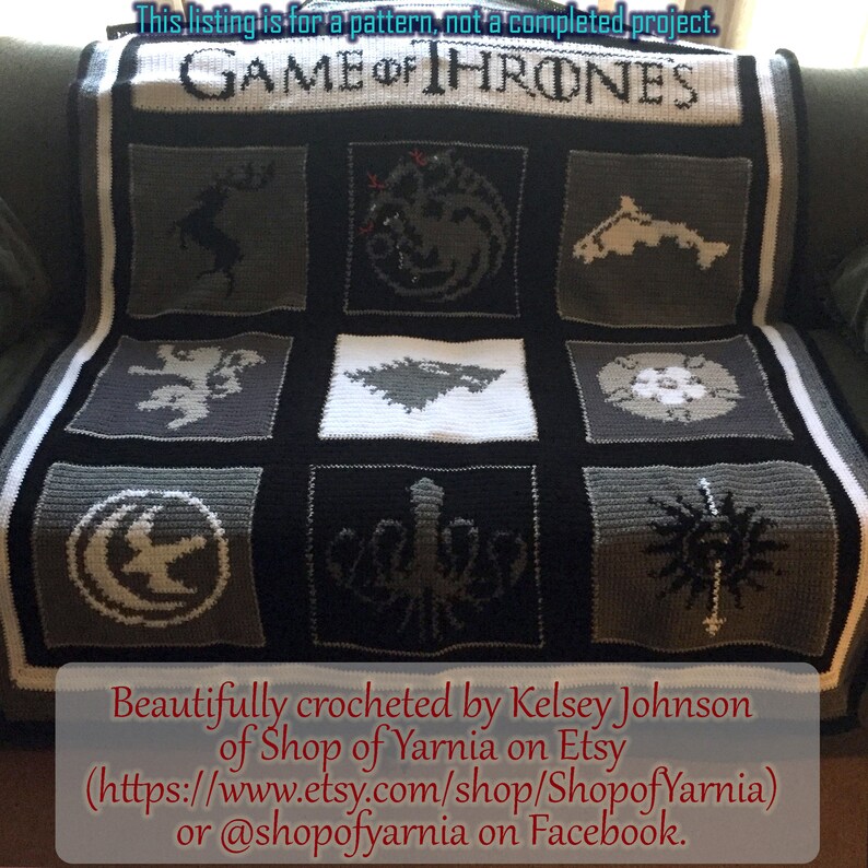 Great Houses of Westeros Blanket / Throw Pattern Graphs Etsy
