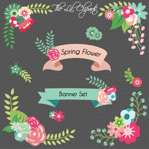 TEMPO limitato, nozze floreali Clipart, Clipart fiore, Scrapbook fiori, vettoriali, Clipart, Clipart matrimonio digitale di Banner