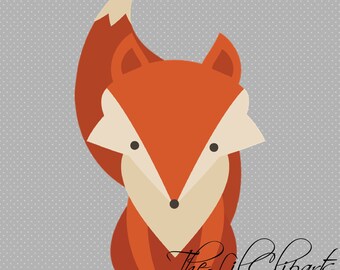 Fox Clipart, Animal Clipart, Scrapbook Fox, Fox Vector, Nursery Clipart, Digital Collage, Digital Fox, Fox Art, Polka Dot Background