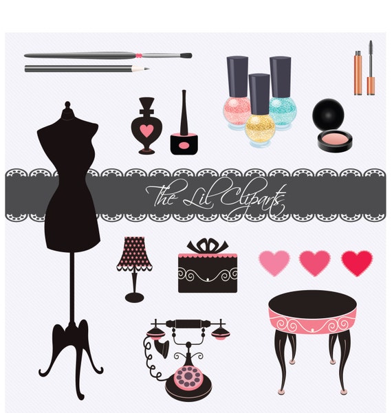 Nail Polish Clipart, Fashion Clipart, Girly Clipart, Scrapbook Clipart, Makeup Clipart, Shabby Chic Clipart, Cosmetics Clipart, Vintage