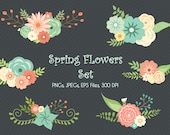 LIMITED TIME, Wedding Floral Clipart, Flower Clipart, Scrapbook Flowers, Vector Flowers, Spring Flowers Clipart, Digital Wedding Clipart