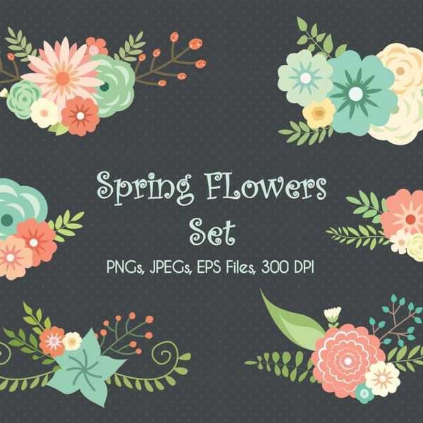 LIMITED TIME, Wedding Floral Clipart, Flower Clipart, Scrapbook Flowers, Vector Flowers, Spring Flowers Clipart, Digital Wedding Clipart