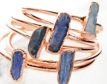 Blue Kyanite Ring / Handmade Raw Stone, Crystal Healing, Third Eye Chakra, Boho Gift For Her, Copper Jewelry, Blue Stone Ring, Stacking Ring