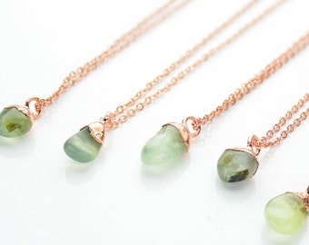 Prehnite Necklace // Stone Pendant Necklace // Unconditional Love // Prehnite Crystal // Electroformed Pendant // Copper and Stone Necklace