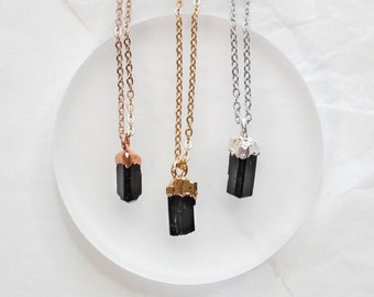 Black Tourmaline Necklace Raw Crystal Pendant Protection Necklace Crystal Healing Gift For Friend Gemstone Boho Necklace Gift For Her