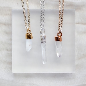 Dainty Quartz Point Necklace, Raw Crystal Jewelry, Crystal Healing April Birthstone, Gift For Girlfriend, Gift For Sister image 1