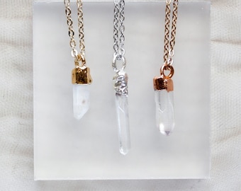 Dainty Quartz Point Necklace, Raw Crystal Jewelry, Crystal Healing April Birthstone, Gift For Girlfriend, Gift For Sister