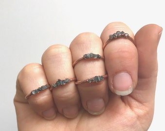 Diamond Ring // Raw and Uncut Black Diamond Ring // Raw Diamond // Raw Stone Ring // April Birthstone // Black Diamond Ring // Boho Jewelry