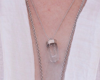 Quartz Point Necklace / Limited Run / Quartz Point / Natural Stone Pendant / Silver Chain Necklace / Raw Quartz Crystal Point