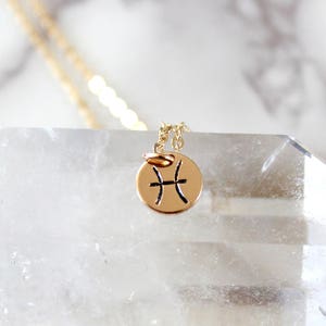 Zodiac Necklace, Star Sign Charm Pendant, Gold Pendant Chain, Handmade Astrology Necklace Coin, Friend Birthday, Horoscope Gift for Her image 6