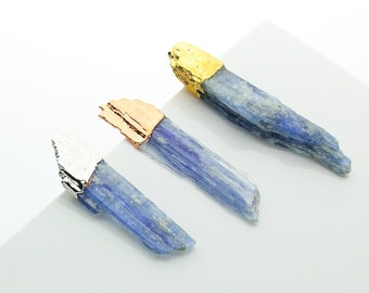 Blue Kyanite Bar Stud Earrings / Raw Point Minimalist / For Her Unique Gift Taurus Luck Stone or September Alternative Birthstone /