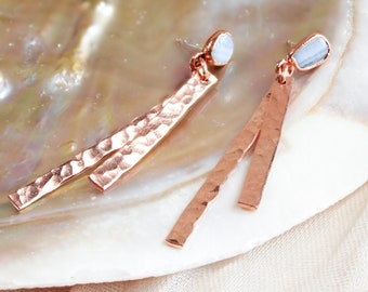 Blue Lace Agate Earrings / Unique Copper Dangle Earrings / Handmade Boho Earrings, Witchy Jewelry, Whimsical Jewelry, Statement Earrings