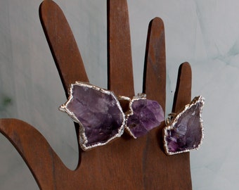 Amethyst Statement Ring / Limited Run / Raw Large Amethyst Crystal Jewelry / Natural Amethyst Ring / Raw Crystal Raw Stone Jewelry /