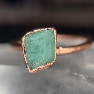 Emerald Ring // Raw Emerald Copper Electroformed Rings // May Birthstone // Raw Stone Ring // Raw Emerald Ring // Boho Jewelry