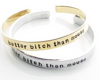 Better Bitch than Mouse Cuff // RBG Quote Stamped Cuff // I Dissent // Hand Stamped Metal Cuff // Stacking Bracelet // Feminist Jewelry