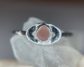 Rose Quartz Ring // Evil Eye Ring, Crystal Healing, Stone of Love, Sister Gift For Her, Good Luck Protection, Gift For Girlfriend, Eye Ring