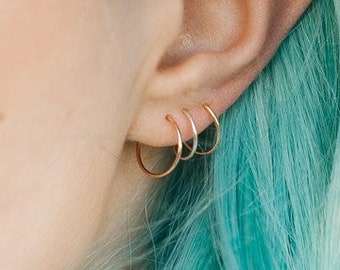 Sleeper Earrings / Mini Hoop Earrings / Ear Huggers / Gold Hoop Earrings / Silver Hoop Earrings / Yellow Gold Hoops / Everyday Earrings