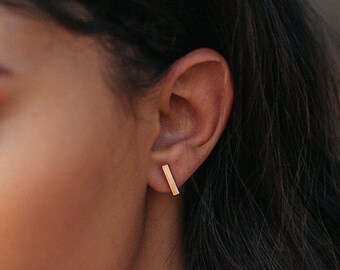 Minimal Earring / Stud Bar Earring, Silver Jewelry, Simple Post Earring / Simple Earrings, Gift For Girlfriend, Gift For Sister, Minimalist