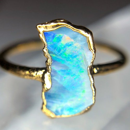 Opal Ring // Multistone Ring // October Birthstone // Raw - Etsy